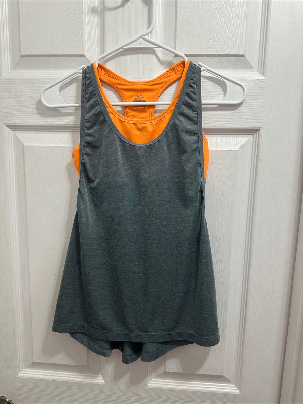 Nike Gray Tank with Bright Orange Built-In Sports Bra